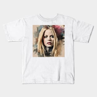 painting of Avril Lavigne Kids T-Shirt